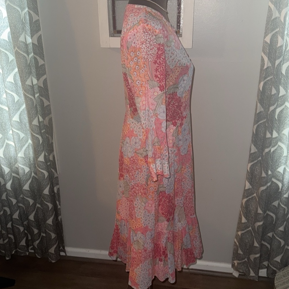 Talbots Pink Floral 100% Cotton Shirt Dress SZ 4 - Picture 7 of 9